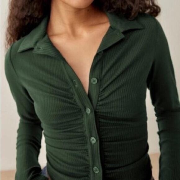 Reformation Elin Top in Forest Green - Size: Small - Picture 2 of 8